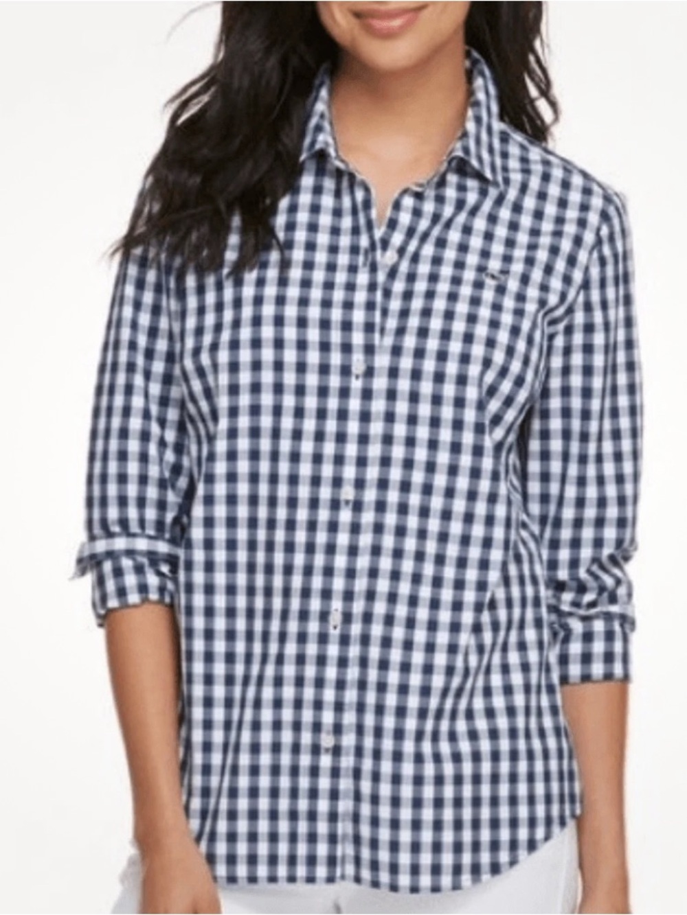 Women’s Vineyard Vines checkered button down sz 0 100% Cotton